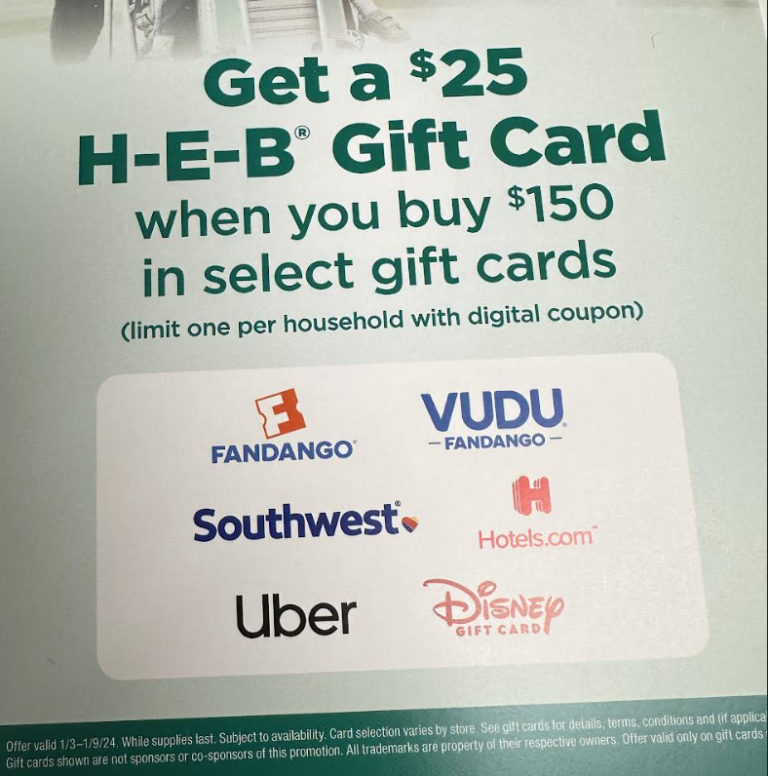 [Expired] HEB Buy 150 In Select Giftcards & Get 25 HEB Giftcard